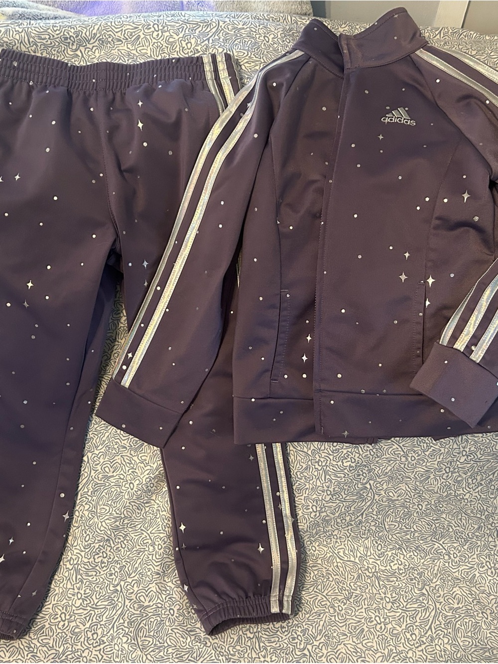 Girls adidas Purple Sparkle Two-Piece Track Set
